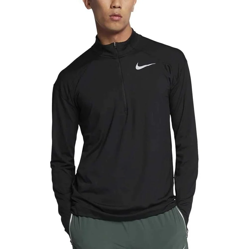 Nike Running Dri-FIT Mens Black Half Zip Pullover Long Sleeve Shirt Large‎ NWT